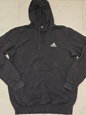 adidas Black Pullover Hoodie with White Logo